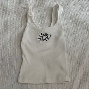 Hollister Cream Ribbed Tank Top
